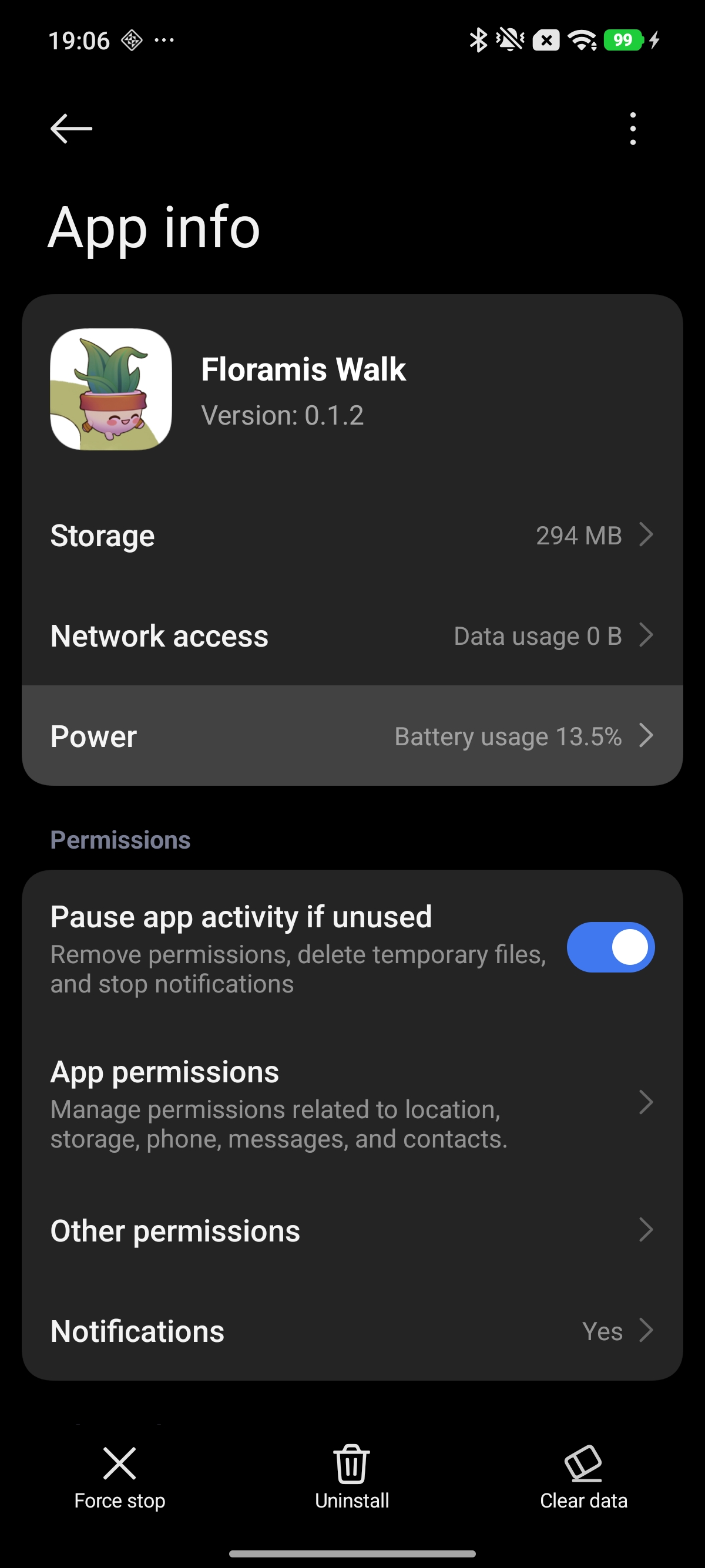 Xiaomi App Info screen