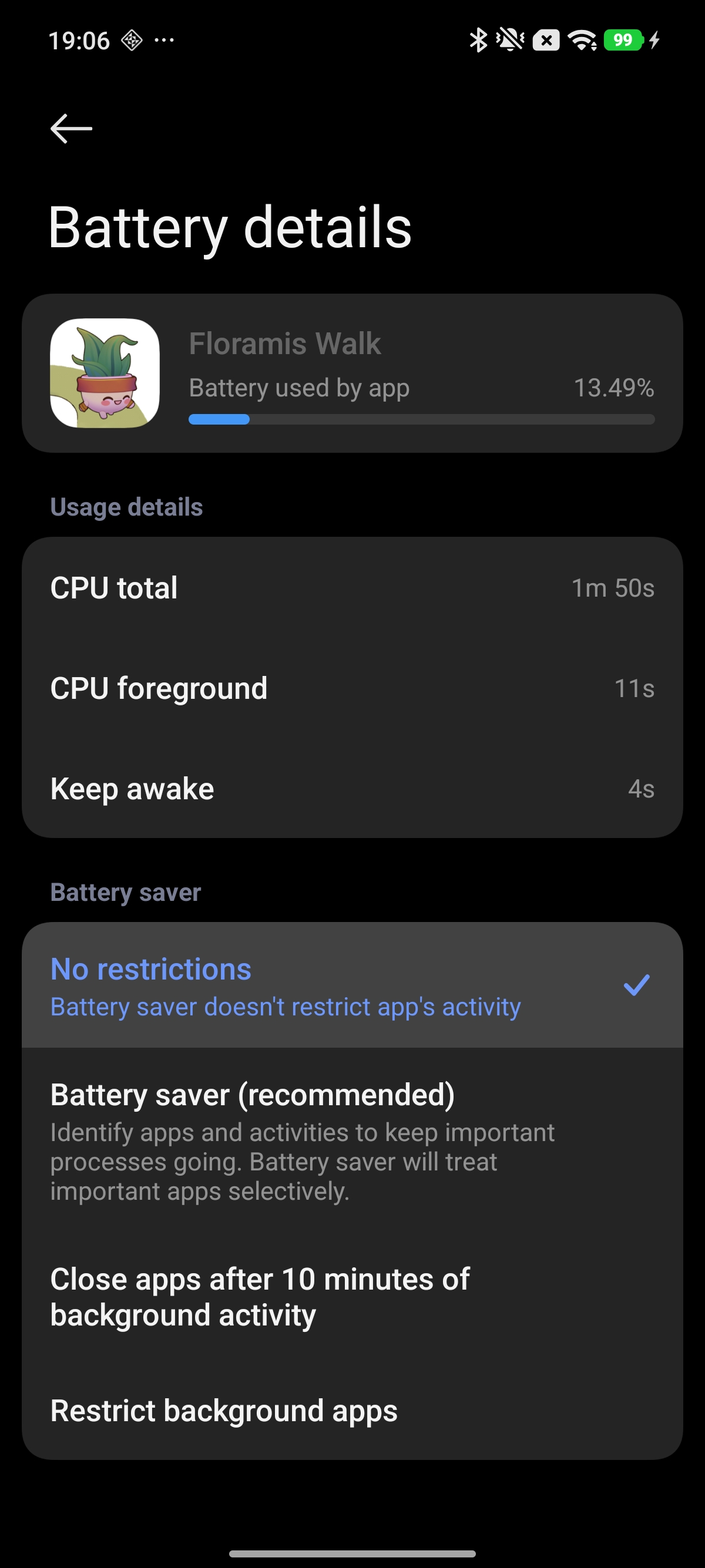 Xiaomi No restrictions battery saver option